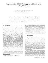 Implementation of IEEE Floating-Point Arithmetic on the Cray T90 System