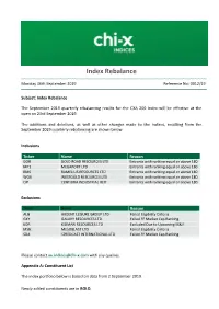 Index Rebalance