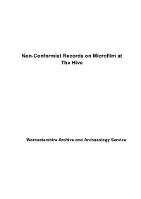 Non-Conformist Records on Microfilm at the Hive
