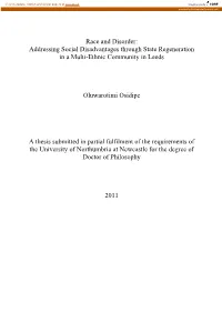 Race and Disorder: Addressing Social Disadvantages Through State Regeneration in a Multi-Ethnic Community in Leeds