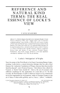 “Reference and Natural Kind Terms: the Real Essence of Locke's View
