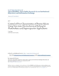 Control of Pore Characteristics of Porous Silicon