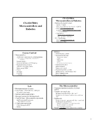 CS-424/580A Microcontrollers and Robotics