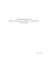 Disaster Preparedness, Resilience, and Response Forum Report