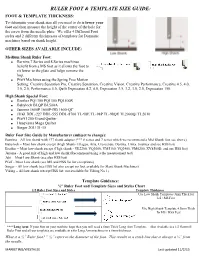 Ruler Foot & Template Size Guide