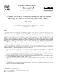 Gondwana Breakup Via Double-Saloon-Door Rifting and Seafloor Spreading in a Backarc Basin During Subduction Rollback