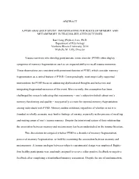 Investigating the Roles of Memory and Metamemory in Trauma-Related Outcomes