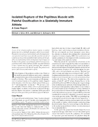 Isolated Rupture of the Popliteus Muscle with Painful Ossification in A