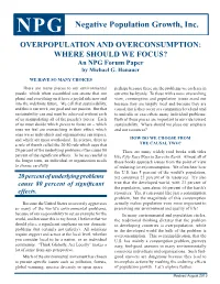 Overpopulation and Overconsumption: Where Should We Focus? an NPG Forum Paper by Michael G