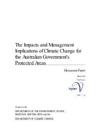The Impacts and Management Implications of Climate Change for the Australian Government's Protected Areas