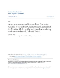 An Historical and Discursive Analysis of the Lettres Circulaires Des
