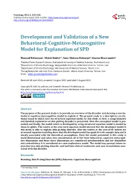 Development and Validation of a New Behavioral-Cognitive-Metacognitive Model for Explanation of SPD