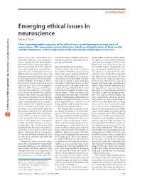 Emerging Ethical Issues in Neuroscience. Nature
