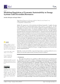 Modeling Regulation of Economic Sustainability in Energy Systems with Diversified Resources