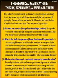 Philosophical Ramifications: Theory, Experiment, & Empirical Truth