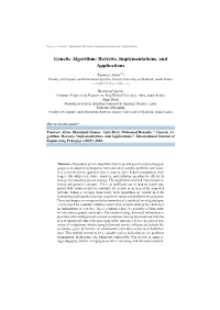 Genetic Algorithm: Reviews, Implementations, and Applications