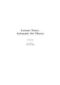 Lecture Notes: Axiomatic Set Theory
