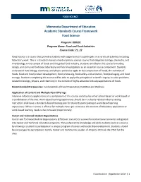 Minnesota FACS Frameworks for Food Science