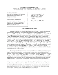 Petion to Object to the Anadarko Petroleum Frederick Compressor