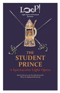 The Student Prince Program 2018