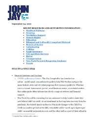 August 9, 2021 RELIEF RESOURCES and SUPPORTIVE