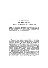 Documents on the Soviet Military Occupation of Estonia in 1940