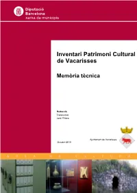 Inventari Patrimoni Cultural De Vacarisses