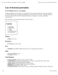 List of Fictional Journalists