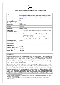 Development and Adoption of Appropriate Technologies for Project Title: Enhancing Productivity in the Indian Bicycle and Bicycle Parts Sector