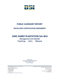 Initial Rspo Certification Assessment
