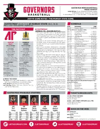 Letsgopeay.Com /Letsgopeay @Letsgopeay @Letsgopeay Noting the Game ■ What You Should Know Vs