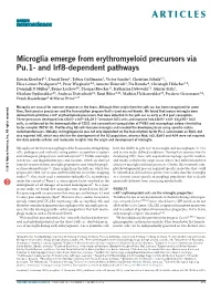 Microglia Emerge from Erythromyeloid Precursors Via Pu.1- and Irf8-Dependent Pathways