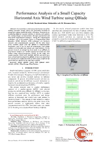 Performance Analysis of a Small Capacity Horizontal Axis Wind Turbine Using Qblade