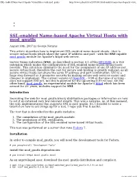 SSL Enabled Name Based Apache Virtual Hosts with Mod Gnutls