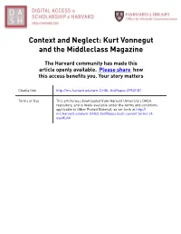 Context and Neglect: Kurt Vonnegut and the Middleclass Magazine