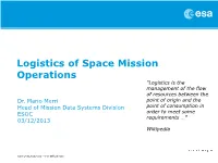 Logistcs of Space Mission Operations
