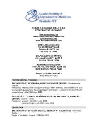Parviz K. Kavoussi, M.D., F.A.C.S. Reproductive Urologist