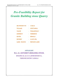 Pre-Feasibility Report for Granite Building Stone Quarry