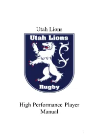 Utah Lions High Performance Player Manual