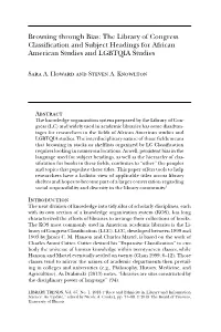Browsing Through Bias: the Library of Congress Classification and Subject Headings for African American Studies and LGBTQIA Studies