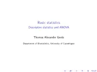 Descriptive Statistics and ANOVA