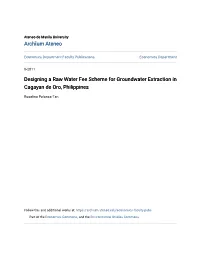 Designing a Raw Water Fee Scheme for Groundwater Extraction in Cagayan De Oro, Philippines