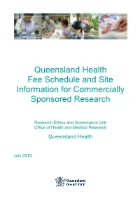 Fee and Site Information for Commercially Sponsored Research