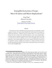 Intangible Economies of Scope: Micro Evidence and Macro Implications∗