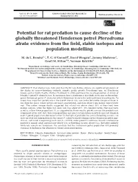 Potential for Rat Predation to Cause Decline of the Globally Threatened