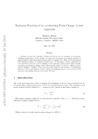 Radiation Reaction of an Accelerating Point Charge: a New Approach