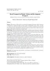 Road Transport in Poland - Status and Development Prospects Submitted 18/03/21, 1St Revision 10/04/21, 2Nd Revision 28/04/21, Accepted 10/06/21