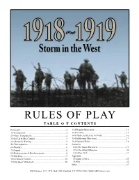 Rules of Play Table O F Contents