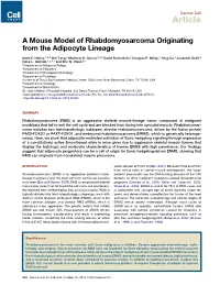A Mouse Model of Rhabdomyosarcoma Originating from the Adipocyte Lineage