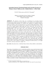 Association Between Nutritional Status and Life Style Practices of Primary School Children in the Colombo District: a Pilot Study